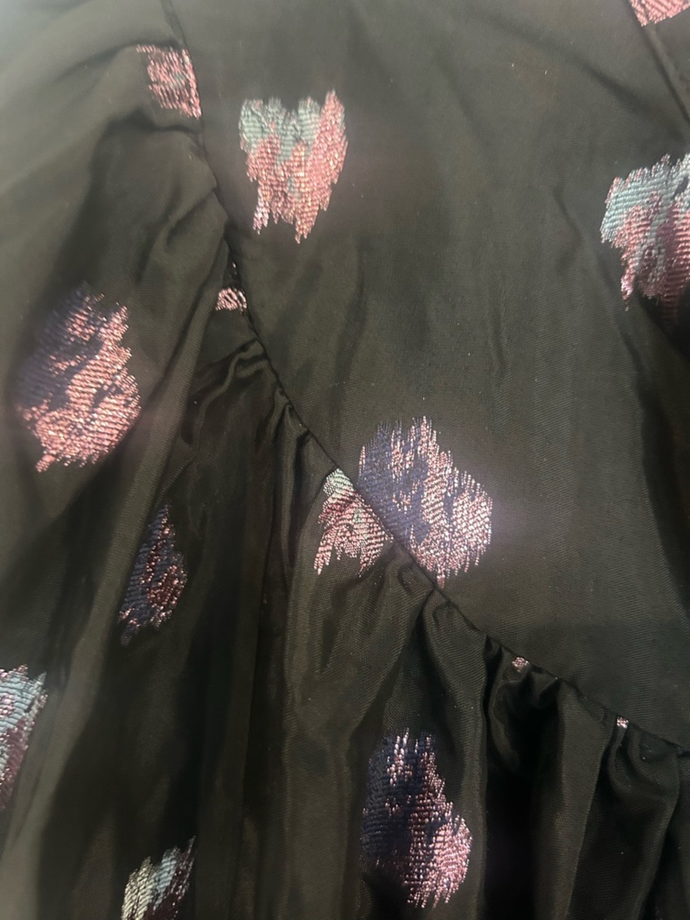 Tuckernuck Black Corrigan Blouse with Pink Metallic Brushstroke Print NWOT - Picture 5 of 7